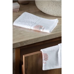Orva Nakışlı %100 Pamuk 2'li El Havlusu - Beyaz - 30x45 cm