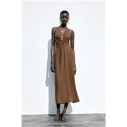 MIDI DRESS WITH BUCKLE LINEN BLEND