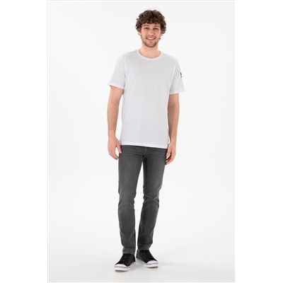 Erkek Regular Fit Bisiklet Yaka Beyaz Basic Tişört