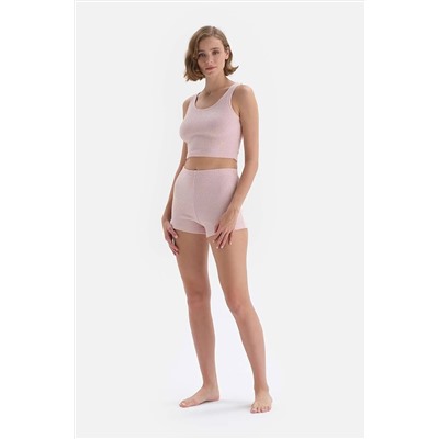 Dagi Toz Pembe Askılı Şort Havlu Pijama Takımı 23SW17339BB_TOZPE