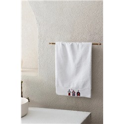 Harriet Nakışlı %100 Pamuk Yüz Havlusu - Beyaz - 50x76 cm