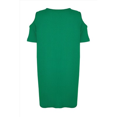 Yeşil A-line Cut-Out Detaylı Örme Elbise TBBSS22EL2986