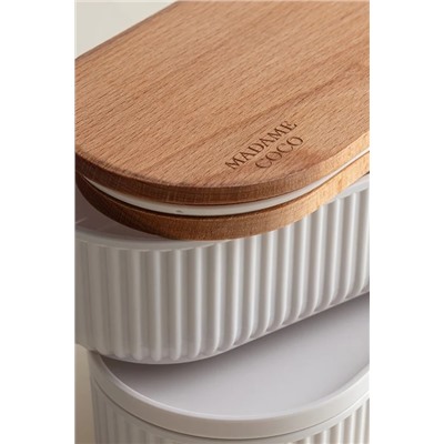 Magou Ahşap Kapaklı 2'li Lunch Box - Lacivert - 1000 ml