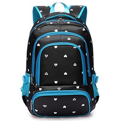 Hearts Print School Backpacks For Girls Kids Elementary School Bags Bookbag