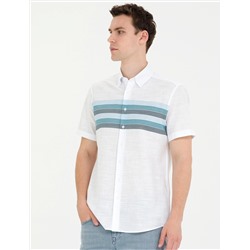 Lacivert Slim Fit Kısa Kollu Gömlek