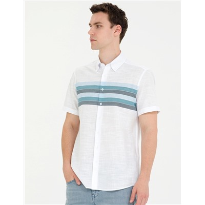 Lacivert Slim Fit Kısa Kollu Gömlek