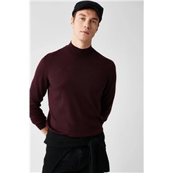 Avva Erkek Bordo Yarım Balıkçı Yaka Yünlü Standart Fit Normal Kesim Triko Kazak B005015