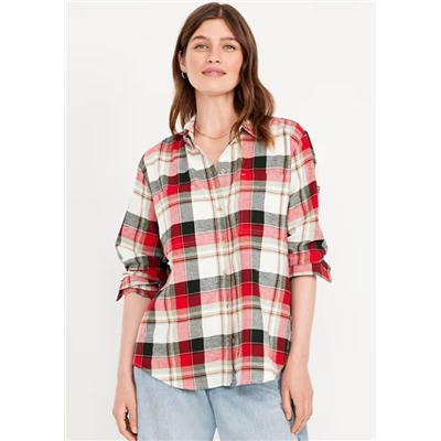 Flannel Boyfriend Button-Down Shirt