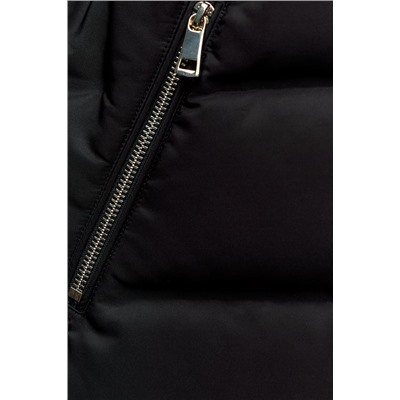 HOODED PUFFER DOWN JACKET WITH FAUX FUR