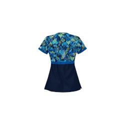UA Bohemian Heart Navy Mock Wrap Scrub Top