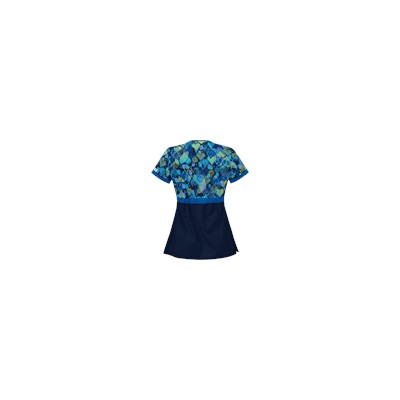 UA Bohemian Heart Navy Mock Wrap Scrub Top