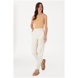 Kadın Su Yeşili Carrot High Waist Kanvas Pantolon