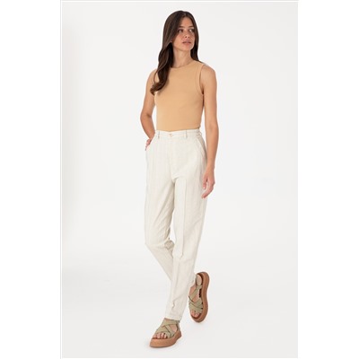 Kadın Su Yeşili Carrot High Waist Kanvas Pantolon