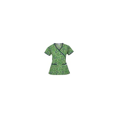 UA Spring Time Gecko Mock Wrap Print Scrub Top