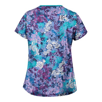 UA Romantic Scroll Royal 4-Pocket Print Scrub Top