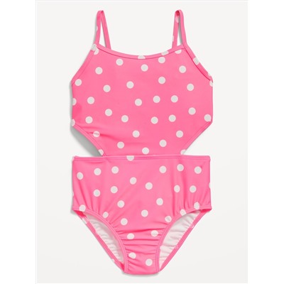 Patterned Cut-Out-Waist One-Piece Swimsuit for Girls