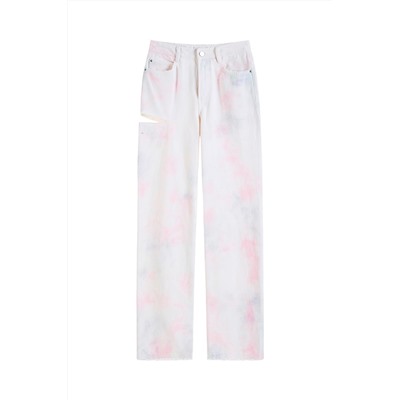 Vaquero recto tie-dye Blanco