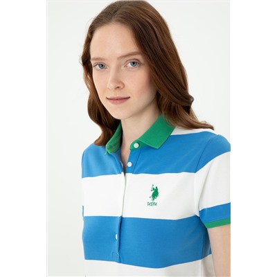 Kadın Saks Polo Yaka Tişört