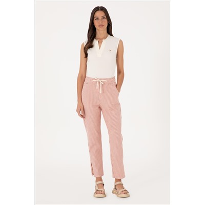 Kadın Kırmızı Çizgili Carrot Fit Jean Pantolon