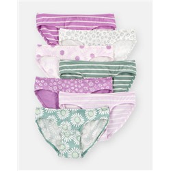 Girls 7-Pack Heart Floral Bikini Underwear - Blue/Purple