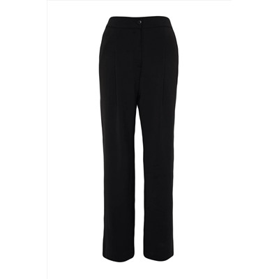Siyah Lastikli Yüksek Bel Pileli Wide Leg Dokuma Pantolon TBBSS22PL0448