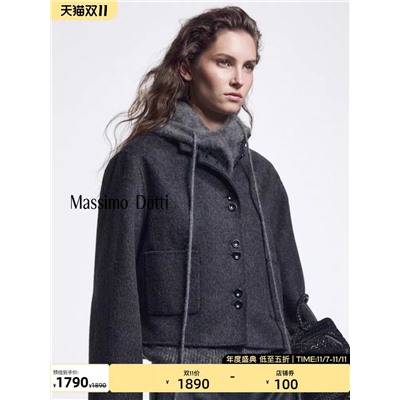 Женское короткое шерстяное пальто Massim*o Dutti ОРИГИНАЛ!