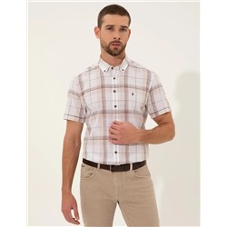 Kahverengi Regular Fit Kısa Kollu Gömlek