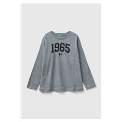 United Colors of BenettonErkek Çocuk Antrasit Melanj Benetton Slogan Baskılı T-Shirt