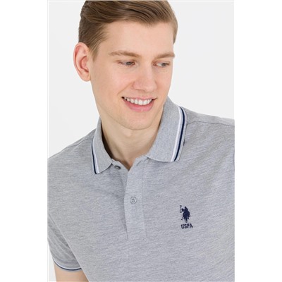 Erkek Gri Melanj Basic Polo Yaka Tişört