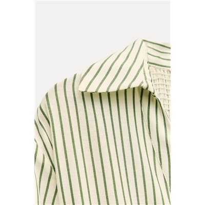 BELTED STRIPED SHIRT DRESS
