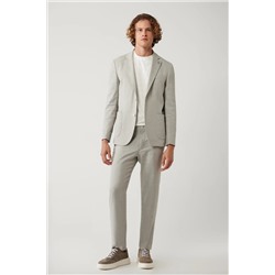 Avva, Erkek Gri Yandan Cepli Keten Karışımlı Lightweight Takım Elbise Pantolonu A41y3229