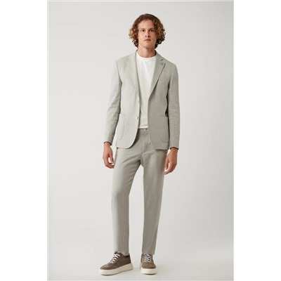 Avva, Erkek Gri Yandan Cepli Keten Karışımlı Lightweight Takım Elbise Pantolonu A41y3229