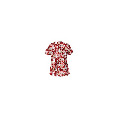 UA Holiday Cheer Red Print Scrub Top