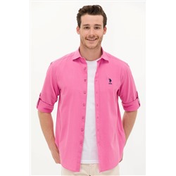 Erkek Pembe Uzun Kollu Basic Gömlek