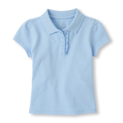 Uniform Short Sleeve Ruffle-Placket Polo