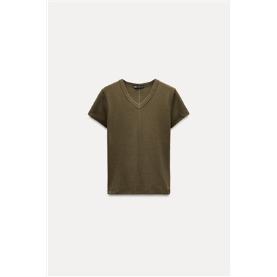 V-NECK COTTON T-SHIRT