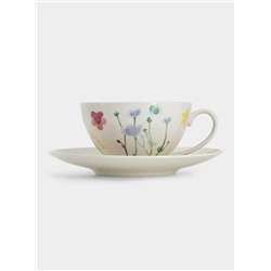 Чашка с блюдцем, 400 мл, Лесные цветы