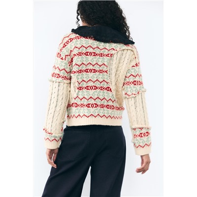 CABLE-KNIT JACQUARD SWEATER