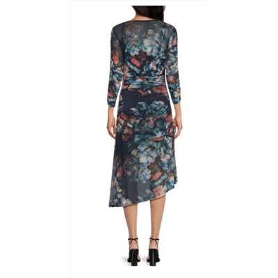 CALVIN KLEIN Floral Ruched Midi-Dress