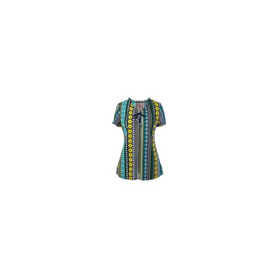 koi Scrubs Flower Stripe Print Top