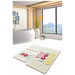 Chilai Home LOOK EKRU 3 LÜ SET Banyo Halısı, Paspas 8682125940694