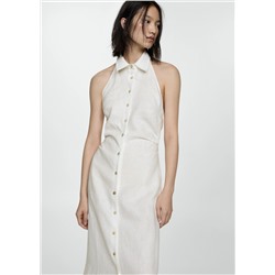 Vestido lino cuello camisero