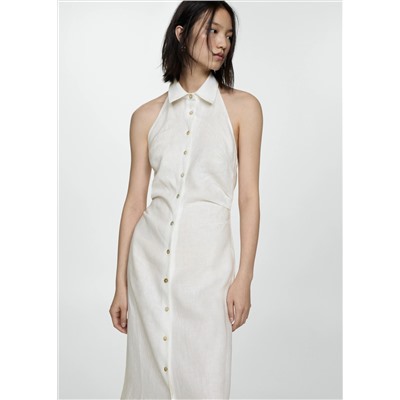 Vestido lino cuello camisero