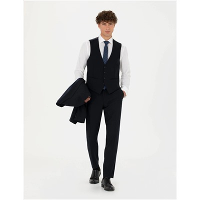 Yelekli Lacivert Ekstra Slim Fit Takım Elbise