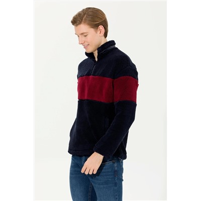 Erkek Lacivert Dik Yaka Sweatshirt