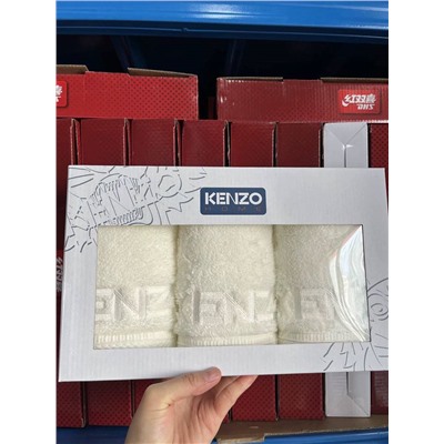 Полотенце для лица KENZ*O из хлопка с вышивкой, комплект из трех предметов
