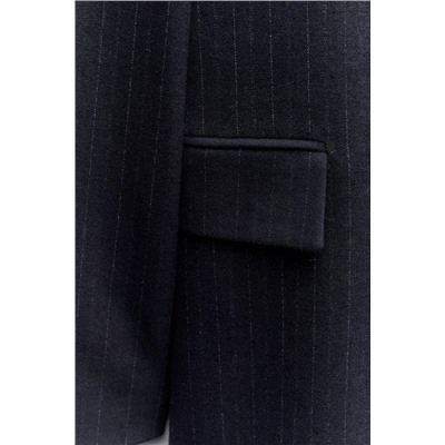 PINSTRIPE COAT WITH SHOULDER PADS