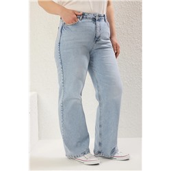 Mavi Yüksek Bel Geniş Paça Büyük Beden Jeans TBBSS24CJ00042
