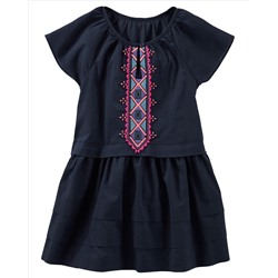 Embroidered Tiered Dress