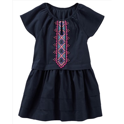 Embroidered Tiered Dress